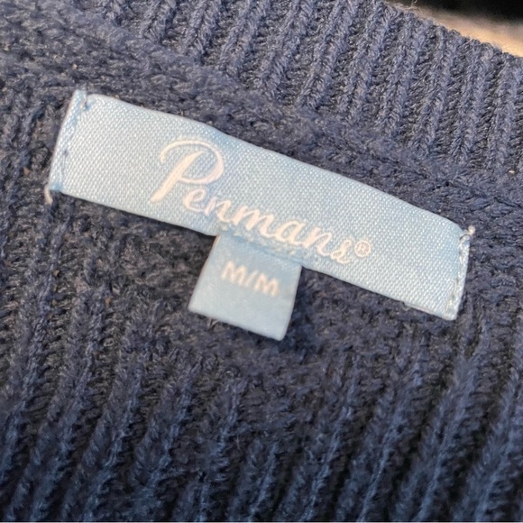 Vintage Penman’s Navy Blue Knit V-neck Sweater Women’s Medium - Picture 3 of 6